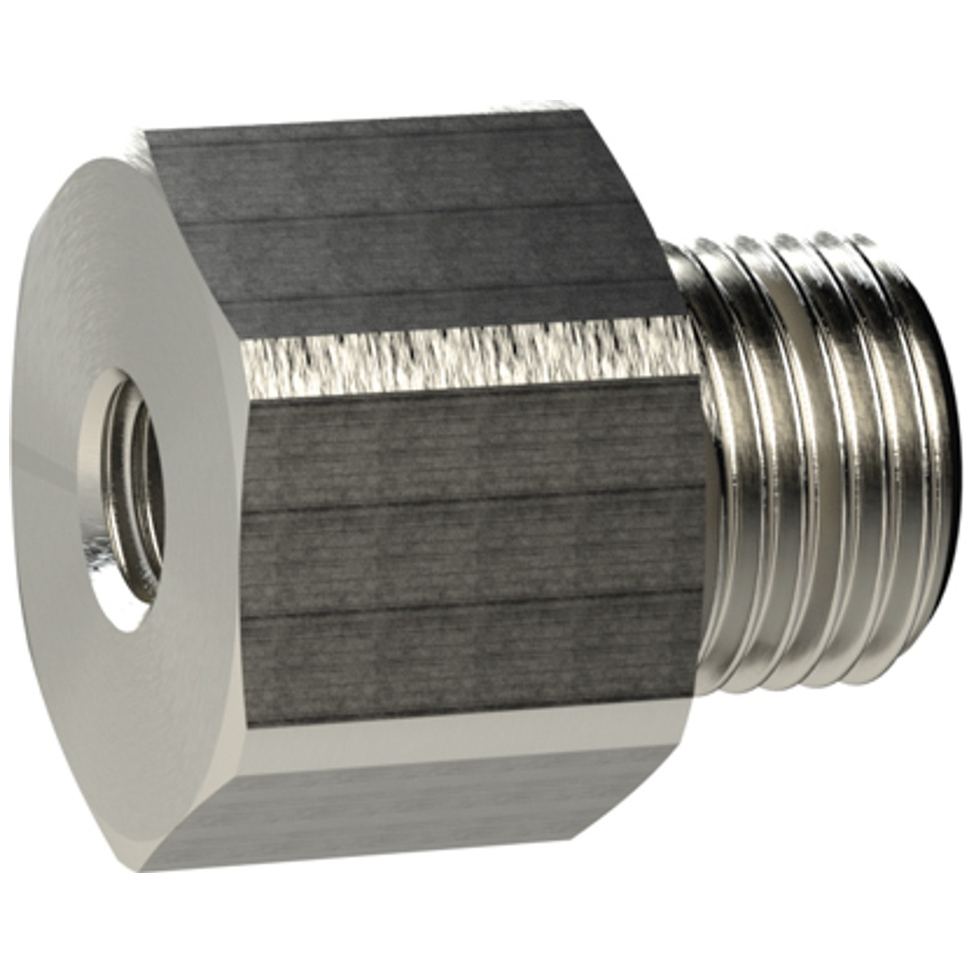Riegler Reduziernippel lang, M5 a., G 1/8 i., SW 14, Messing vern.