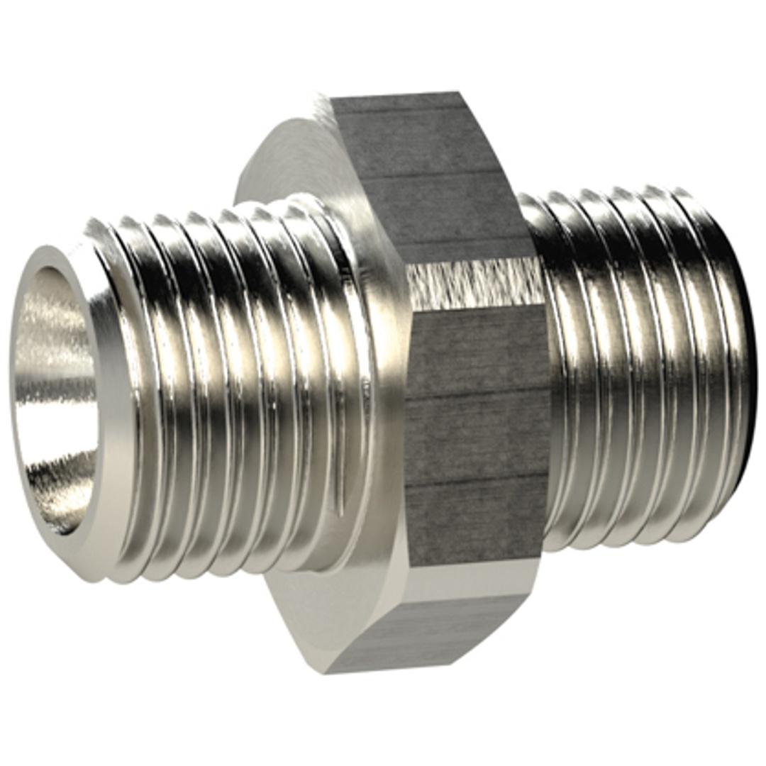 Riegler Doppelgewindenippel, M14x1,5 a., M14x1,5 a., SW 17, MS vern.