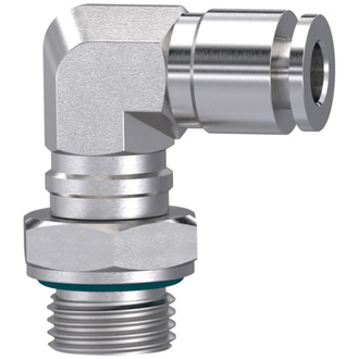 Riegler L-Steckverschraubung, drehbar, M5 a., Schlauch-Ø 4, ES 1.4404