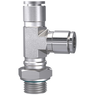 Riegler T-Steckverschraubung, L-Form, drehbar, M5 a., Schlauch-Ø 4, ES