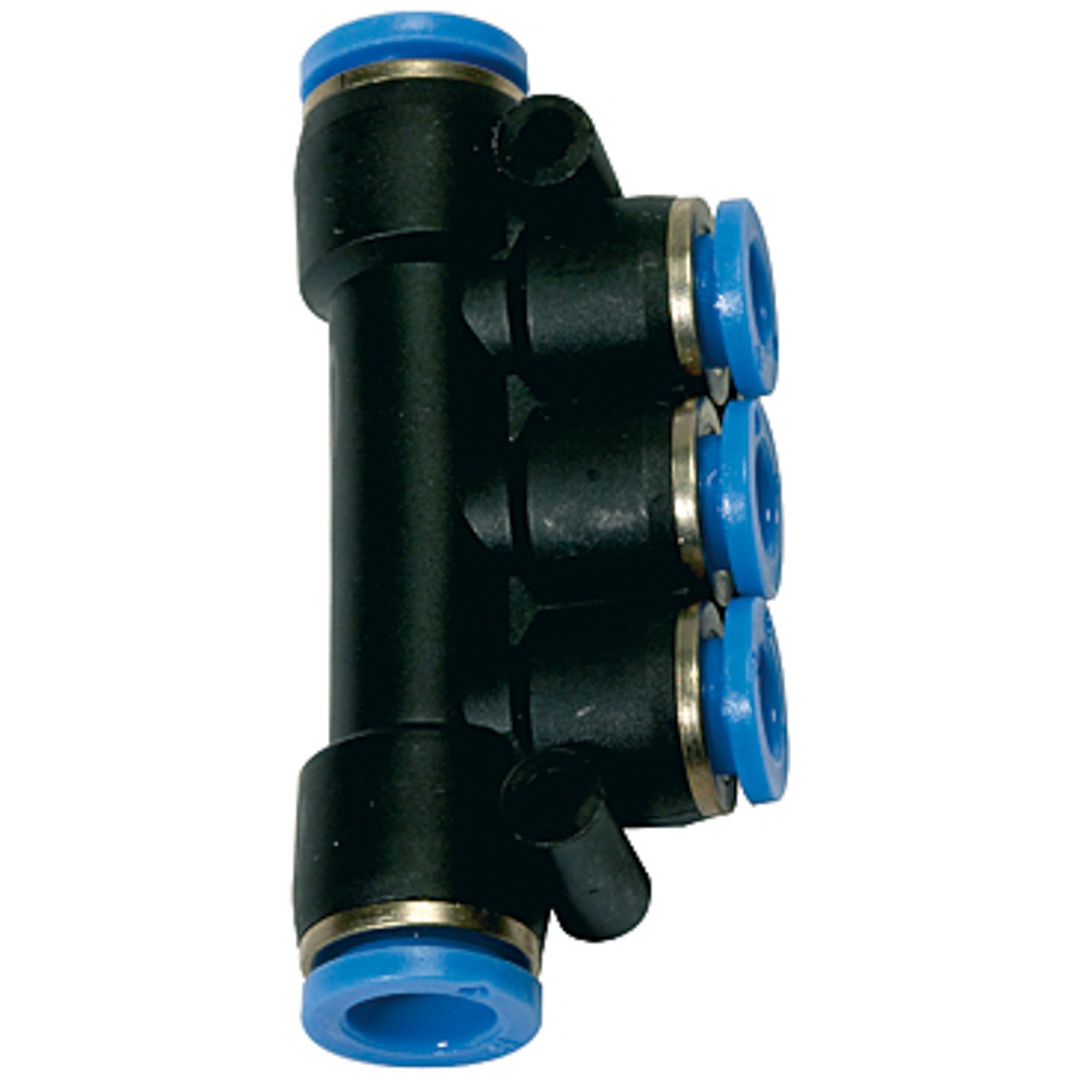 Riegler T-Mehrfachverteiler, Steckanschl. »Blaue Serie«, Schl.-Ø 2x10/3x8