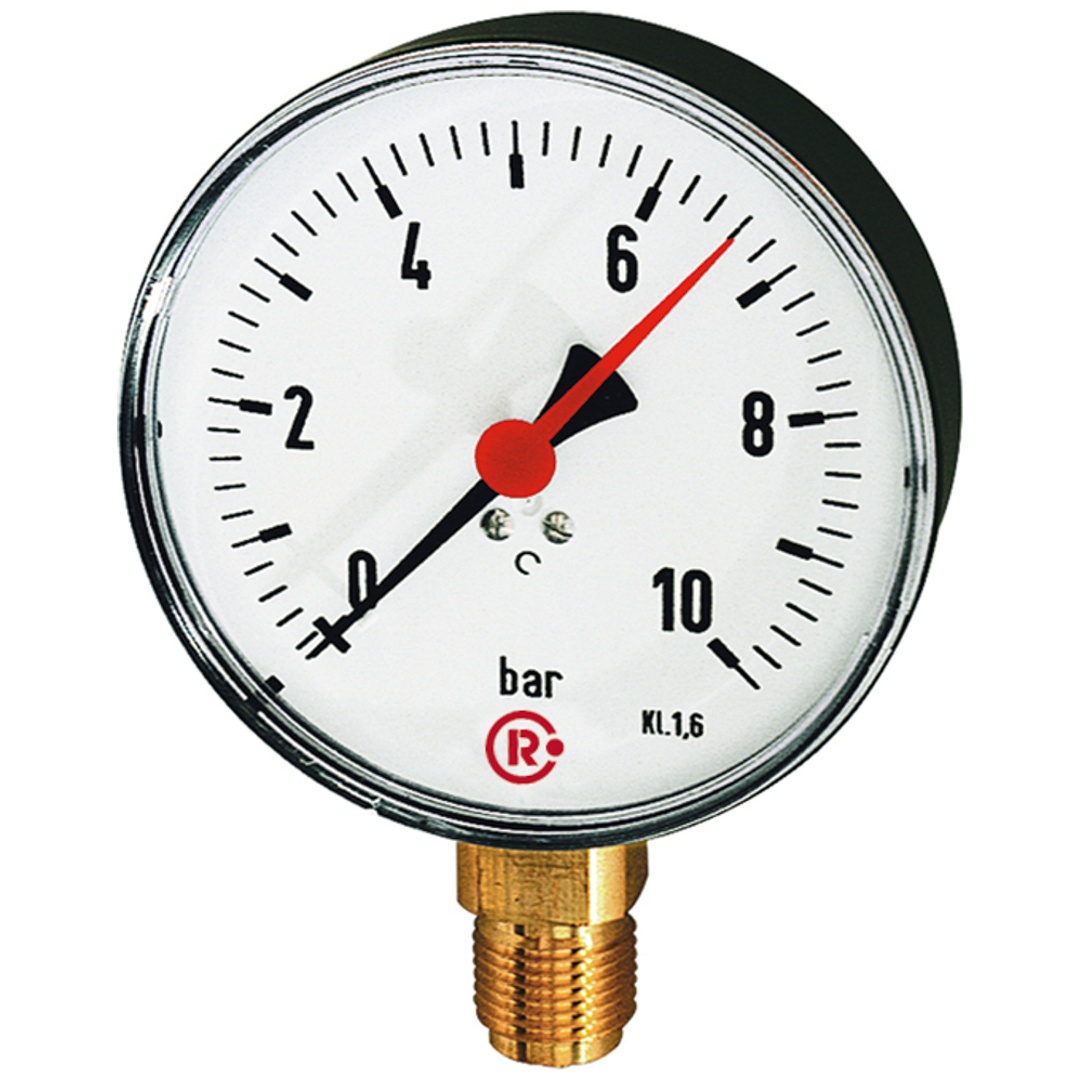 Riegler Standardmanometer, Kunststoffgeh., G 1/2 unten, 0-10,0 bar, Ø 100