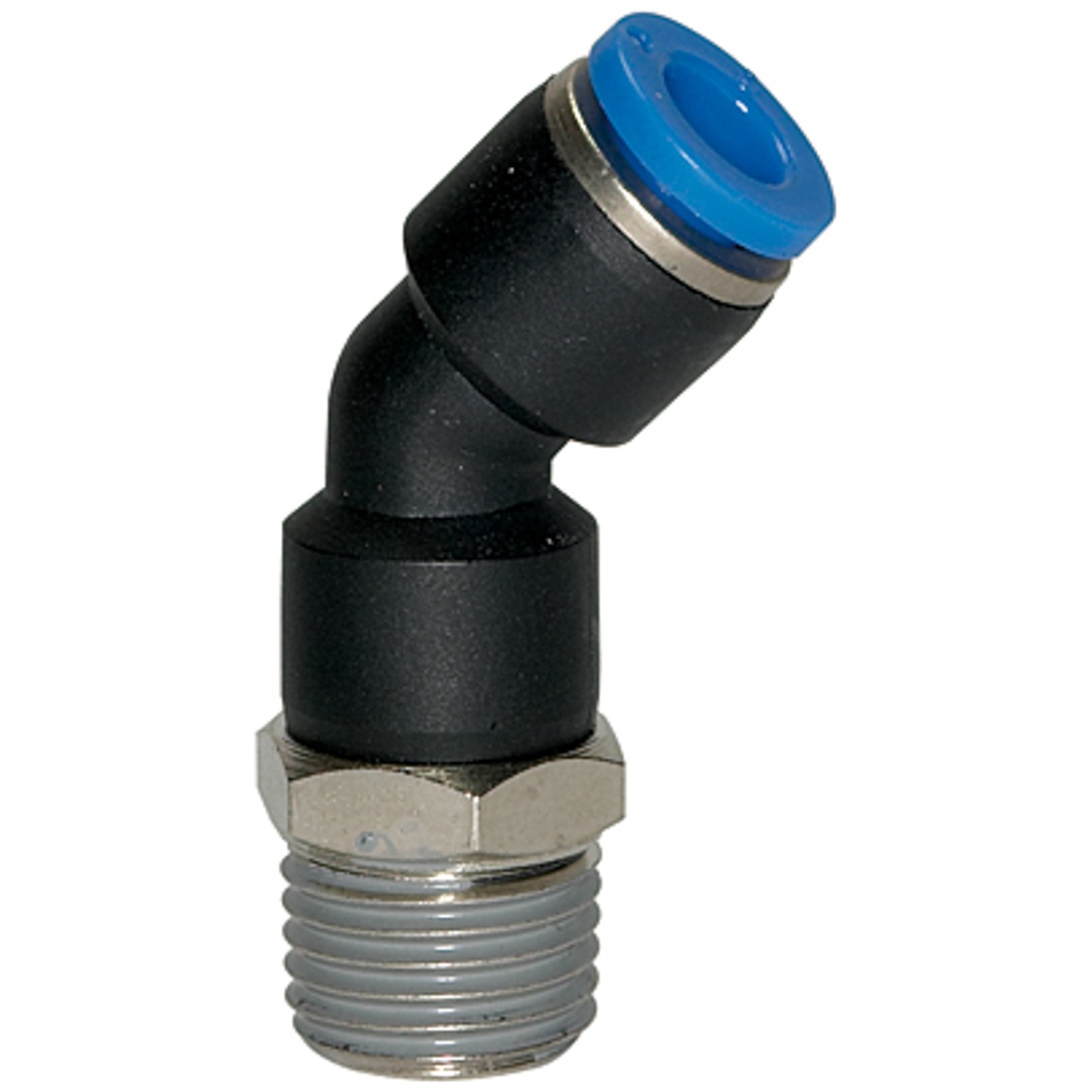 Riegler Steckverschraubung 45° »Blaue Serie«, drehbar, R 1/4 außen, Ø 6mm