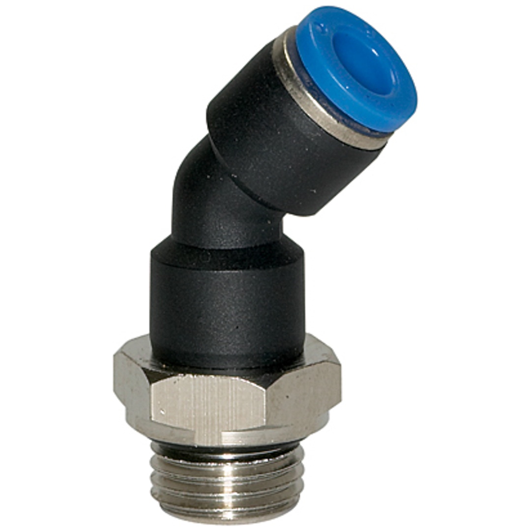Riegler Steckverschraubung 45° »Blaue Serie«, drehbar, M5 außen, Ø 6 mm