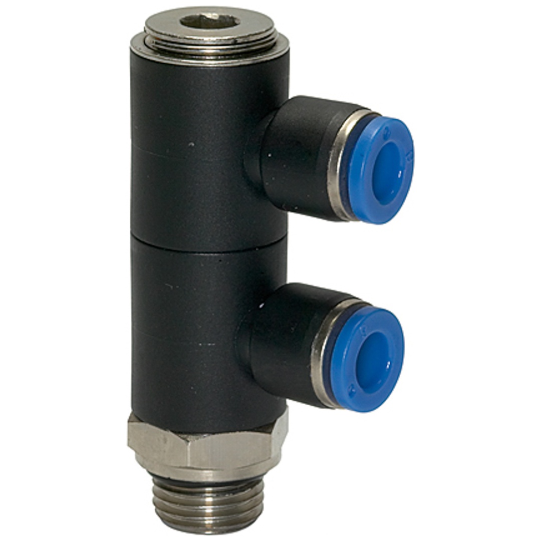 Riegler L-Mehrfachverteiler »Blaue Serie«, 2-fach, drehbar, G 1/4 a. Ø 6mm