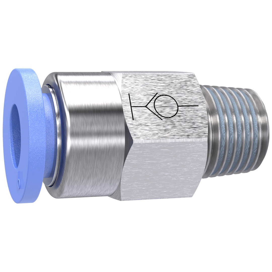 Riegler Gerade Steckverschraubung »Blaue Serie« selbstabsper., R 3/8 a., Ø 12 mm
