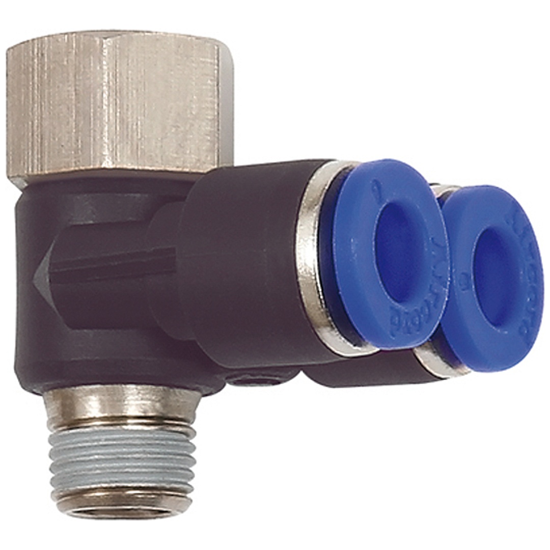 Riegler Y-Winkelsteckverschraubung »Blaue Serie«, drehbar G/R 1/4 i./a.