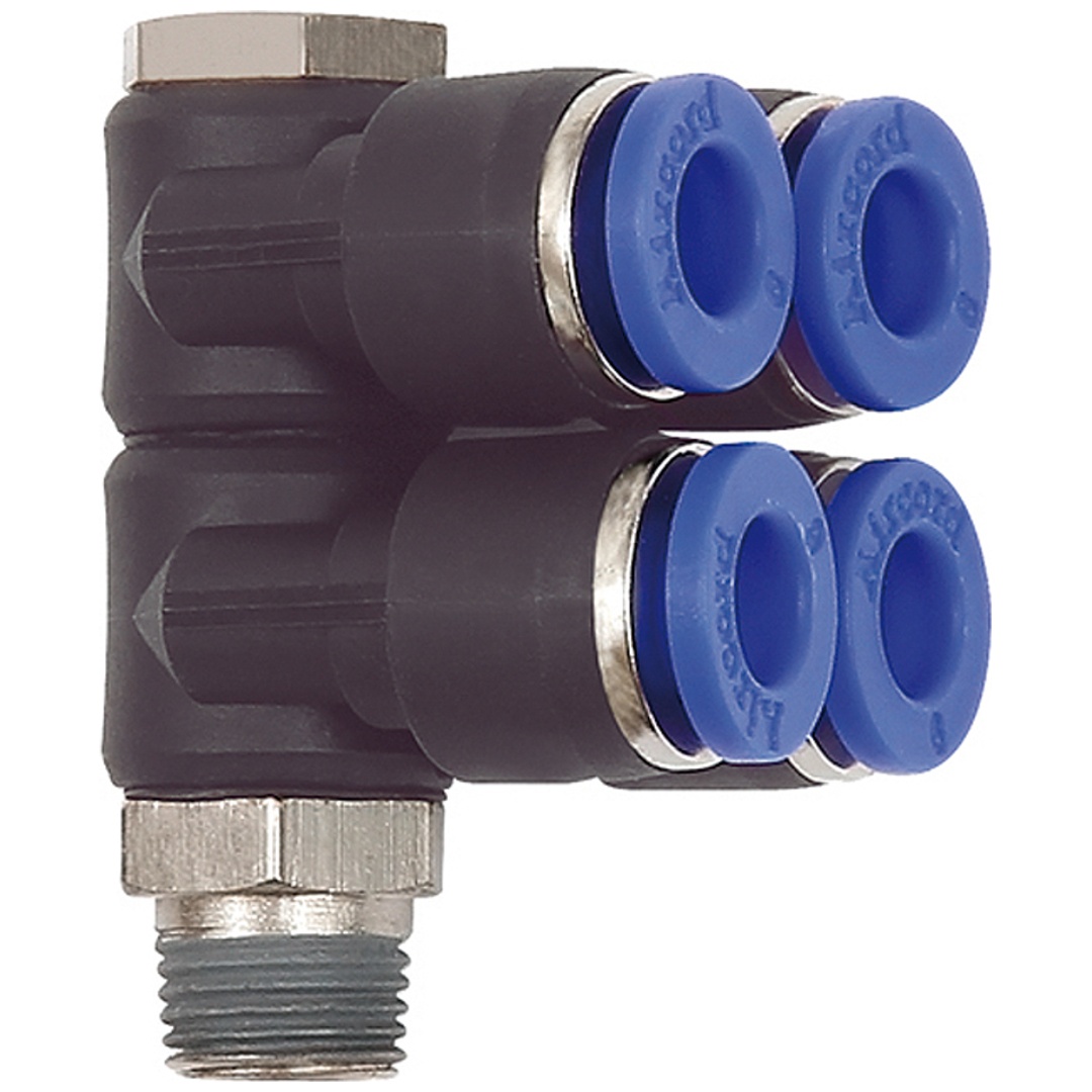 Riegler L-Mehrfachverteiler »Blaue Serie«, 4-fach, drehbar, R 1/4 a. Ø 6mm