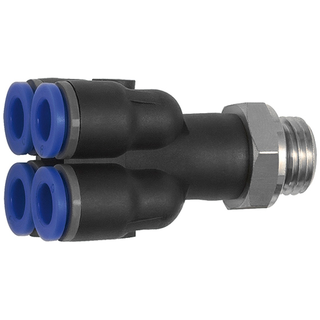 Riegler Mehrfachverteiler »Blaue Serie«, 4-fach, drehbar, M5 außen Ø 6mm
