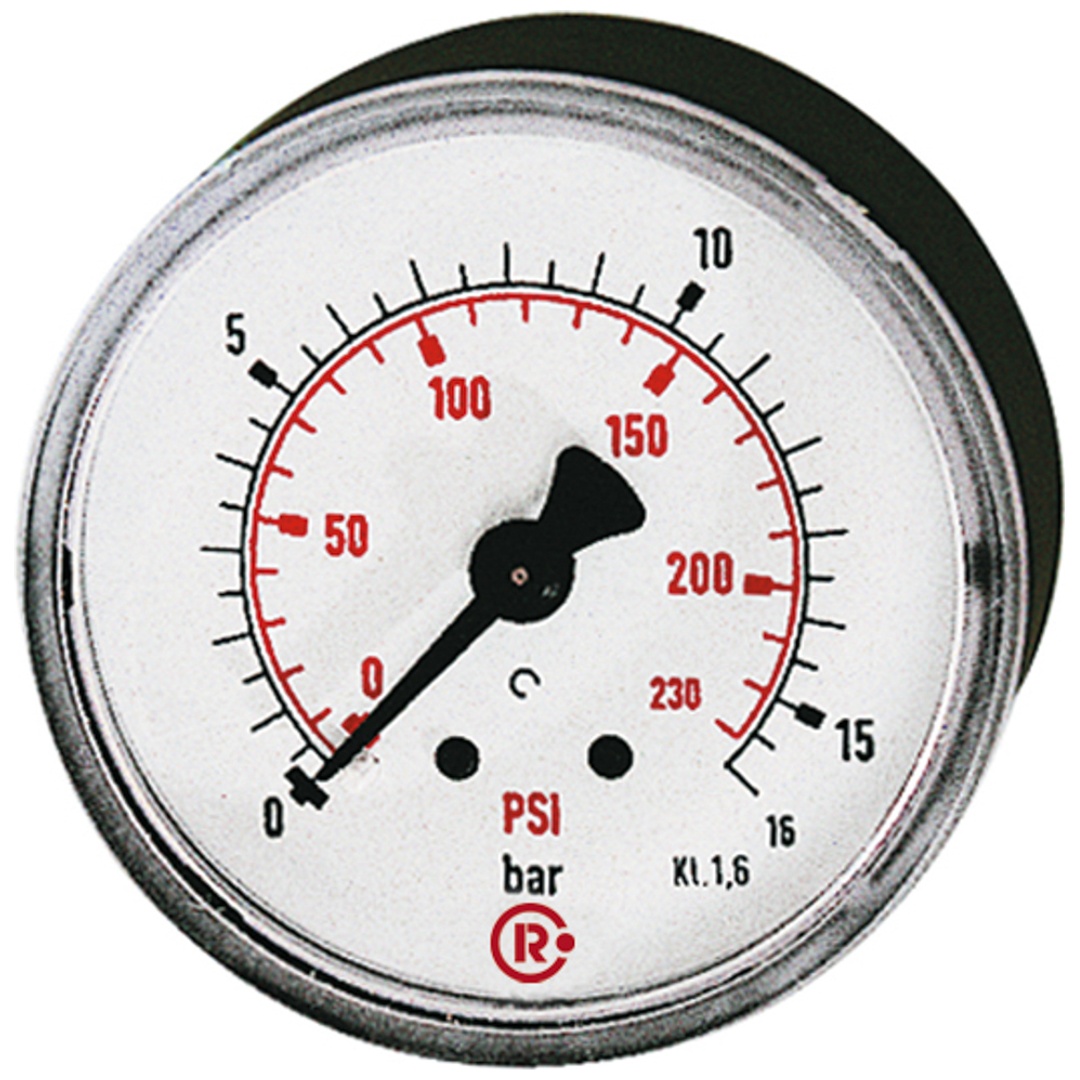 Riegler Manometer rückseitig zentrisch 40mm 0-16bar G1/8 Doppelskala