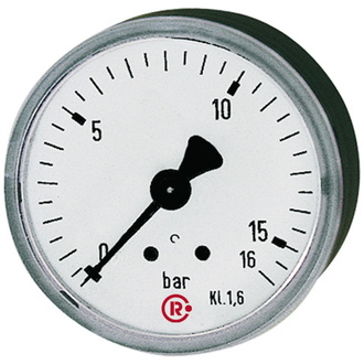 Riegler Standardmanometer, Stahlblechgeh., G 1/4 hinten, 0-10,0 bar, Ø 50