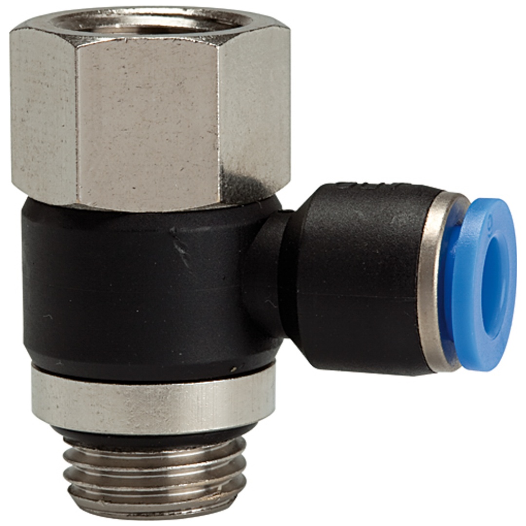 Riegler L-Steckverschraubung »Blaue Serie« drehbar, M5 i./a., max.15 Ø 6mm