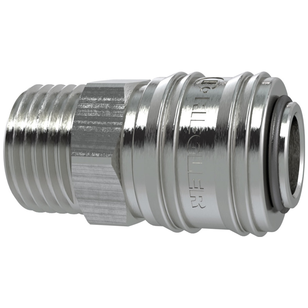Riegler Schnellverschlusskupplung NW 7,2, Messing vernickelt, G 1/4 AG