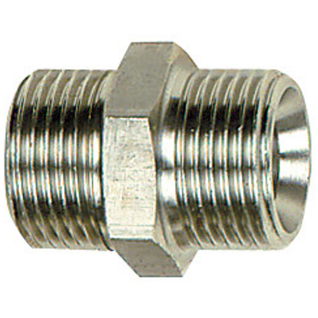 Riegler Doppelgewindenippel, M5 a., G 1/8 a., SW 14, Edelstahl 1.4571
