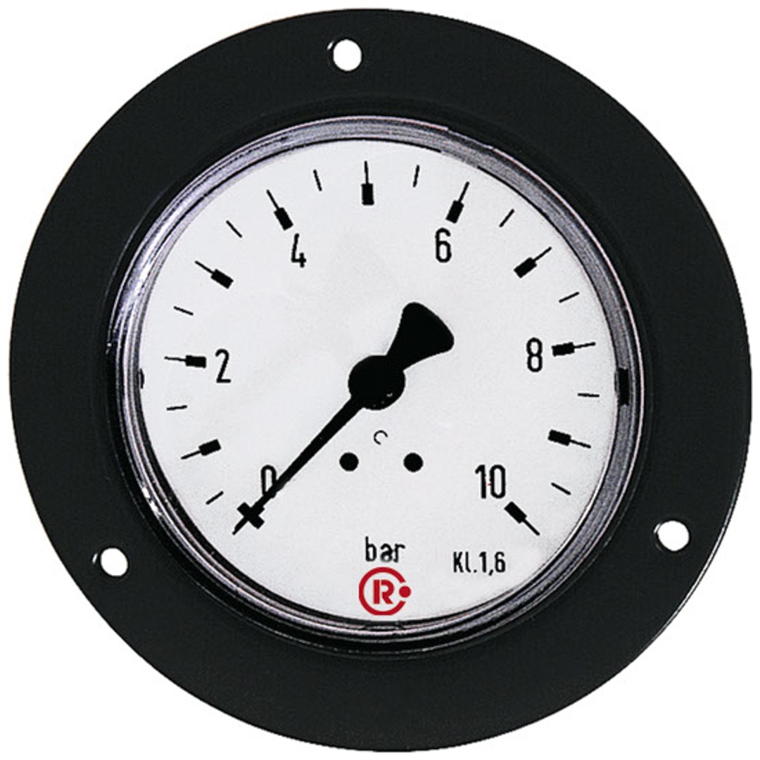 Riegler Standardmanometer, Frontring schwarz, G 1/4 hinten, 0 - 1,0 bar, Ø 63