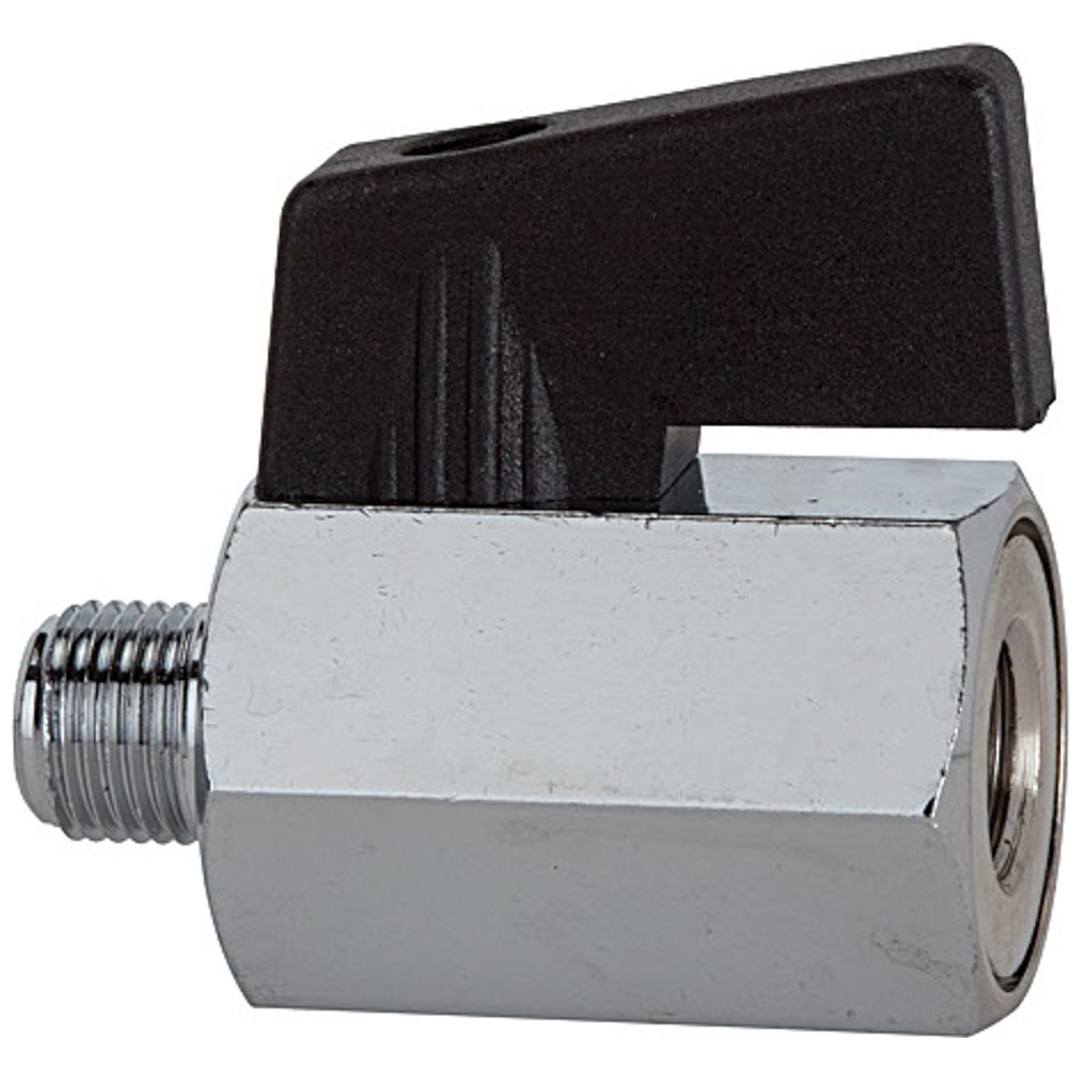 Riegler Mini-Kugelhahn, glatte Oberfläche, MS vern., G 1/8 IG/AG, DN 8