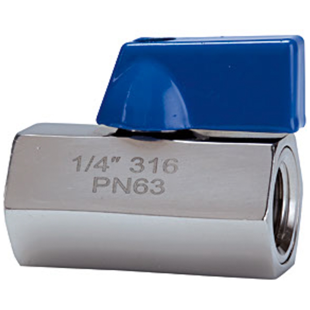 Riegler Mini-Kugelhahn, Edelstahl 1.4401, IG/IG, G 1/2, DN 15