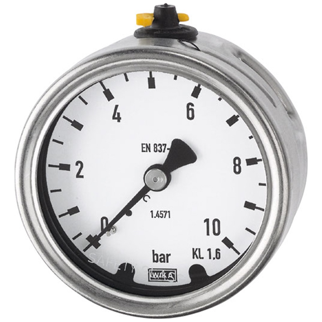 Riegler Manometer, CrNi-Stahl, G 1/4 hinten zentrisch, 0 - 6,0 bar, Ø 63