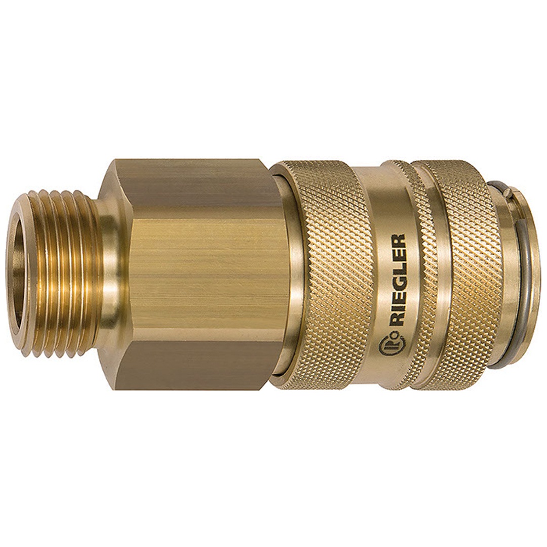 Riegler Schnellverschlusskupplung NW 19, Messing blank, G 1 AG