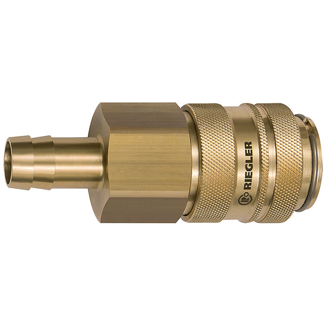 Riegler Schnellverschlusskupplung NW 19, Messing blank, Tülle LW 16