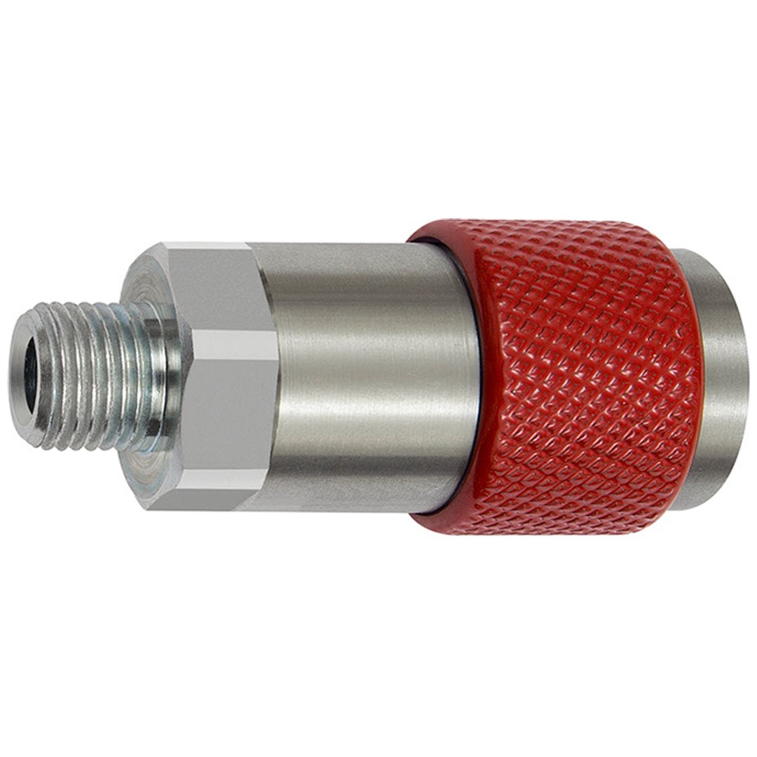 Riegler Unverwechselbare Dreh-Sicherheitskupplung NW 6, ISO 6150 C, G 3/8 AG, rot