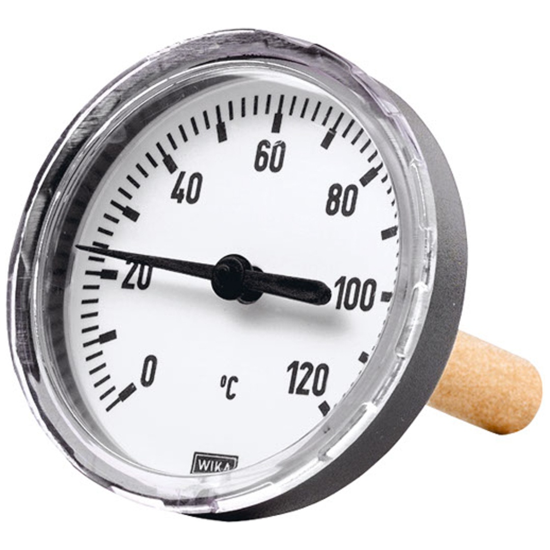Riegler Bimetallthermometer, G1/2 hi., Tauchschaftlänge 100mm Ø 80, bis 120°C