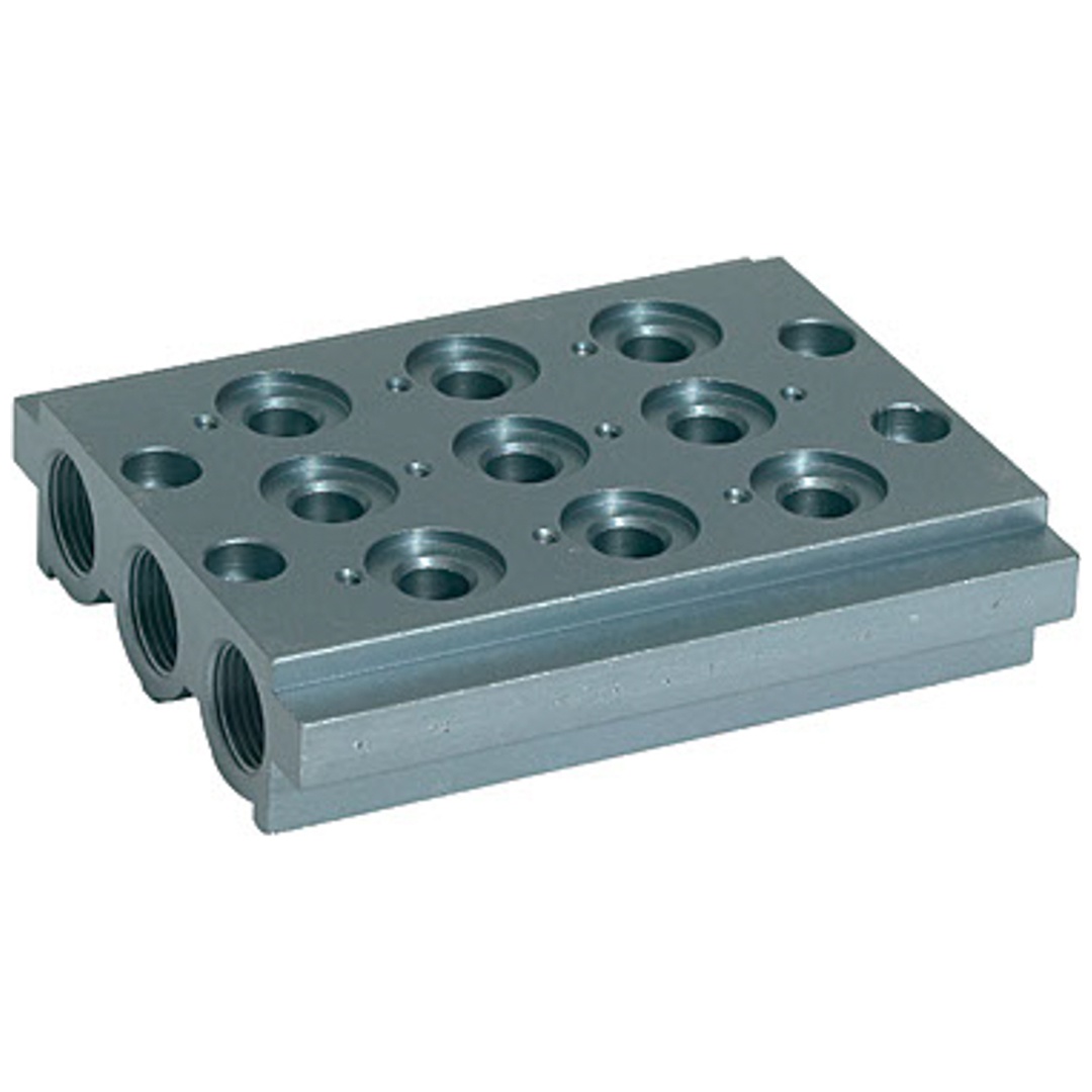 Riegler Mehrfach-Grundplatte für Wegeventile, 3 Ventilpositionen, G 1/4