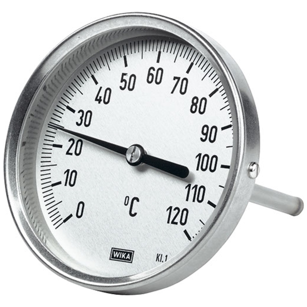 Riegler Bimetallthermometer, hochw. Ausf., L1=160/L2=140 Ø 100, 0°C bis 200°C