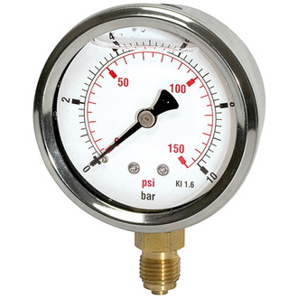 Riegler Glyzerinmanometer »pressure line«, G 1/4 unten, 0-2,5 bar/36 psi, Ø 63