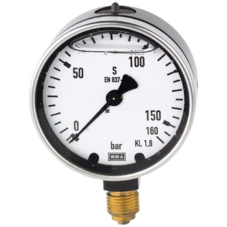 Riegler Glyzerinmanometer, Metallgehäuse, G 1/4 unten, -1/0,0 bar, Ø 63