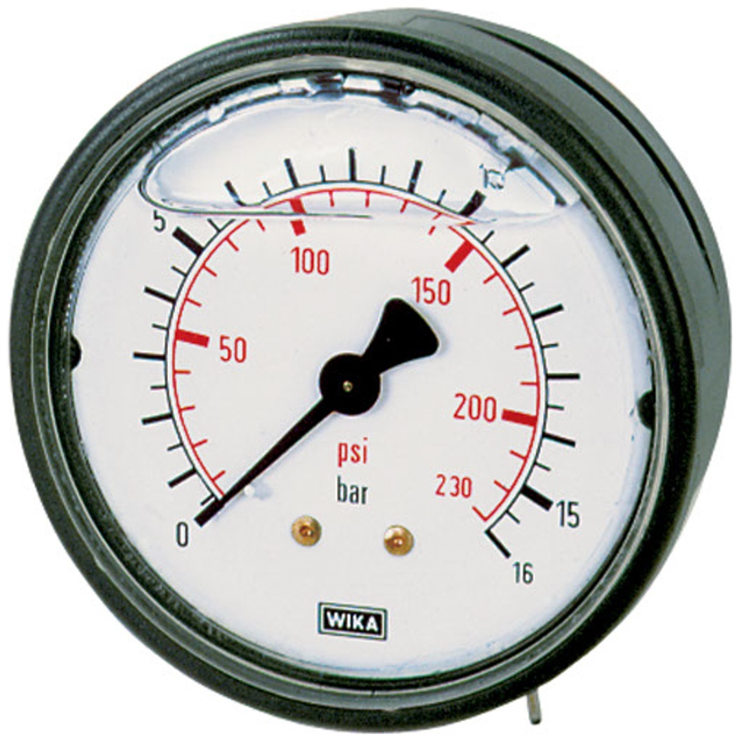 Riegler Glyzerinmanometer, Kunststoff, G 1/4 hinten zentr., 0-16,0 bar, Ø 63