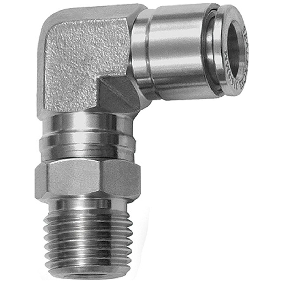 Riegler L-Steckverschraubung, drehbar, R 1/4 a., Schlauch-Ø 8, ES 1.4404