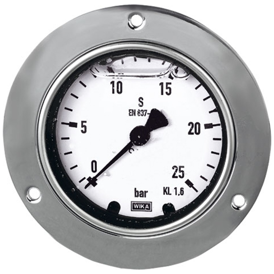 Riegler Glyzerinmanometer, Frontring, G 1/2 hinten exzentr., 0-400,0 bar, Ø 100