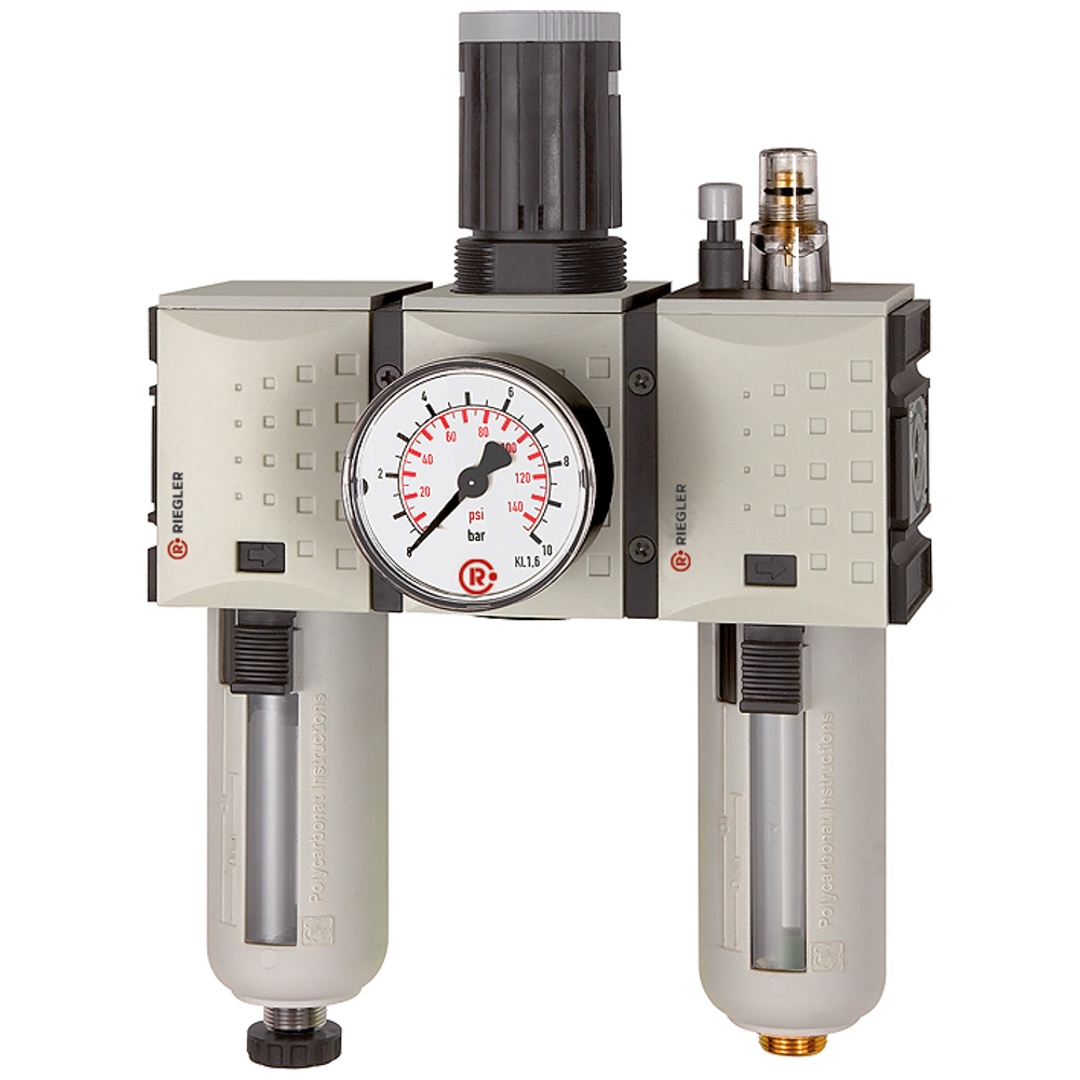 Riegler Wartungseinheit 3-tlg. »FUTURA«, PC, BG 2, G 1/2, 0,5 - 8 bar, HA