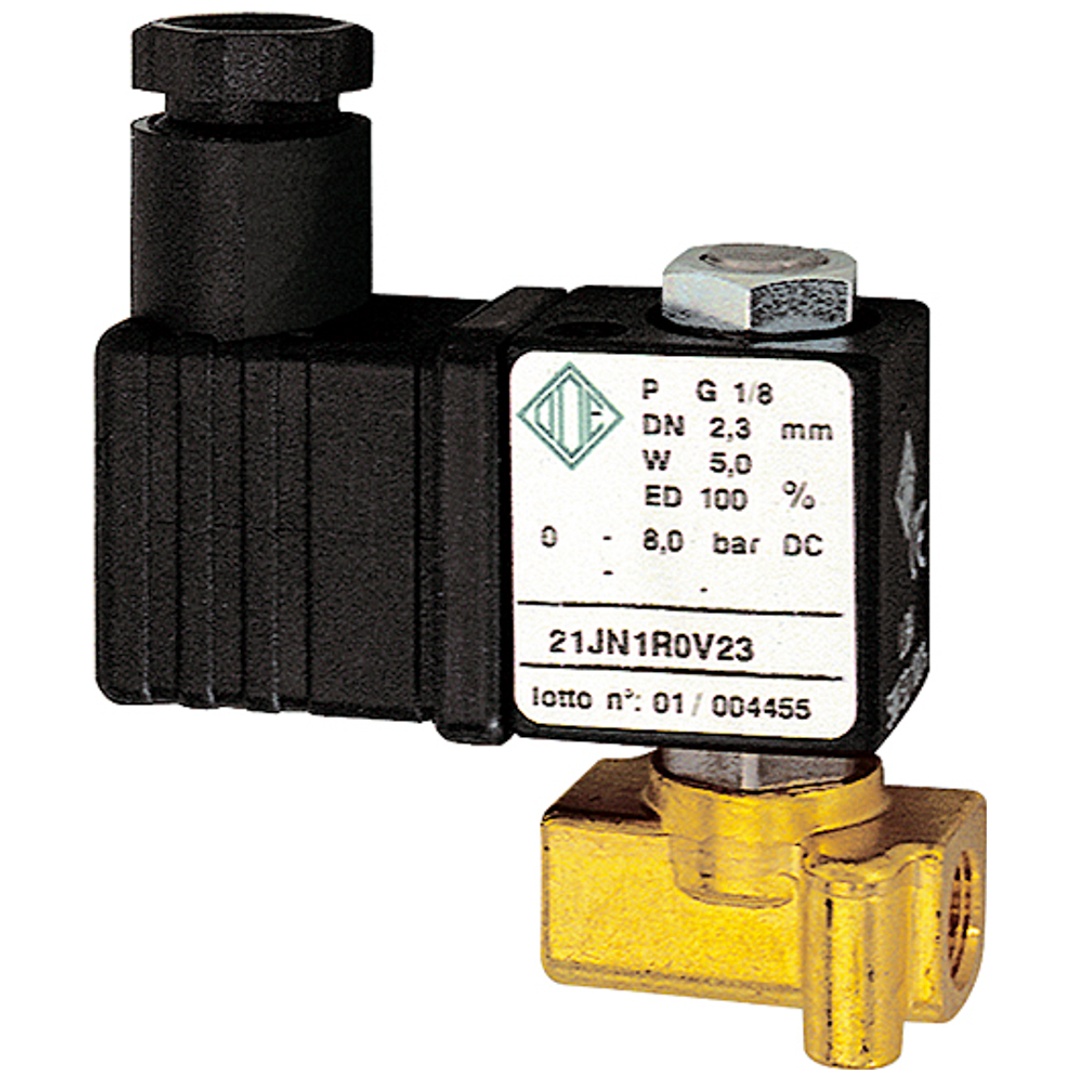 Riegler 2/2-MV, MS, NC, direktg., 24V DC, 5W, FKM, G1/8, PN0-8bar