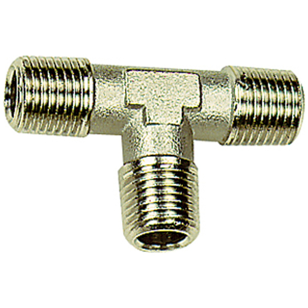 Riegler T-Stück, außen/außen/außen, R 1/2, SW 21, Messing vernickelt