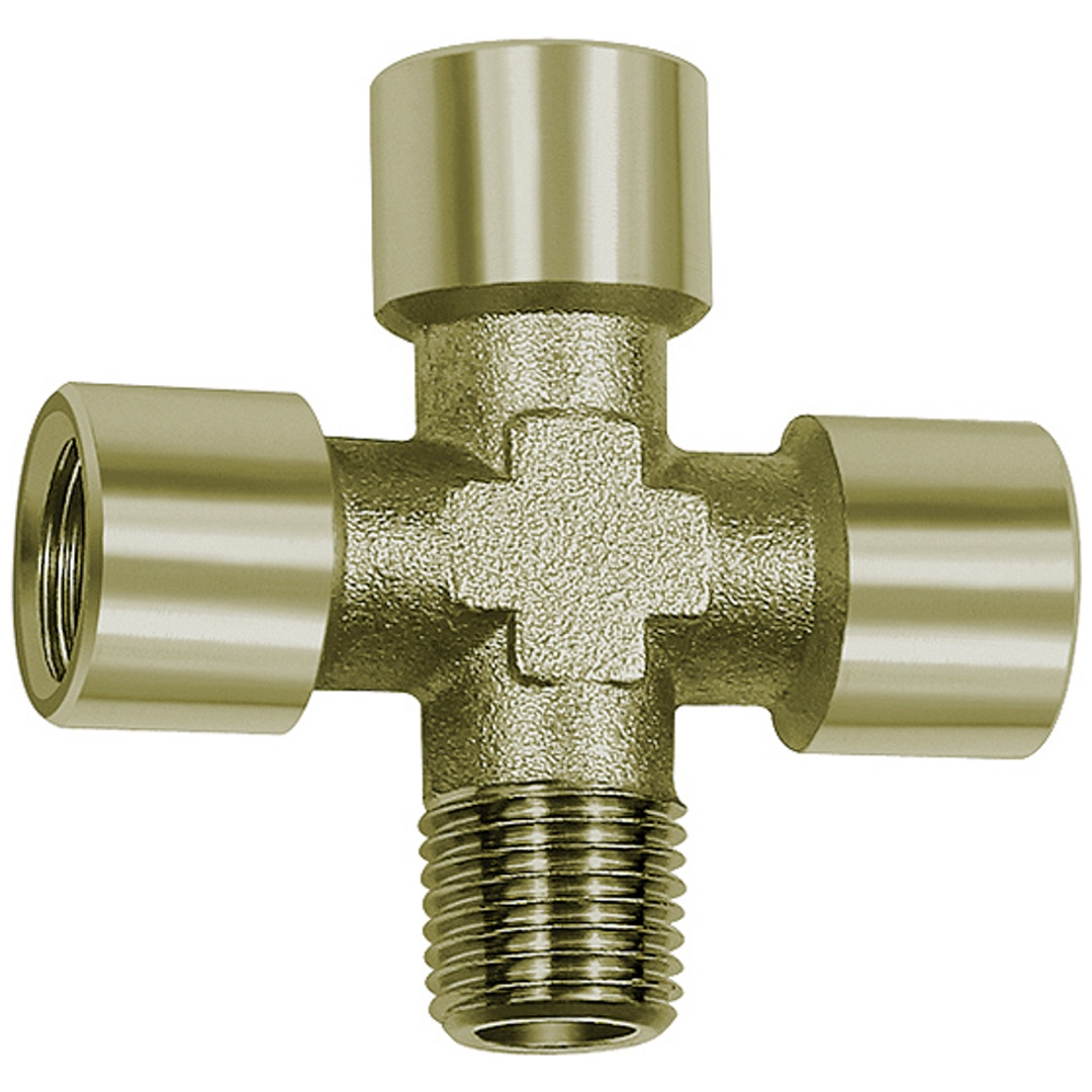Riegler Kreuzstück, 3 x innen, 1 x außen, G/R 1/4, SW 13, Messing vern.
