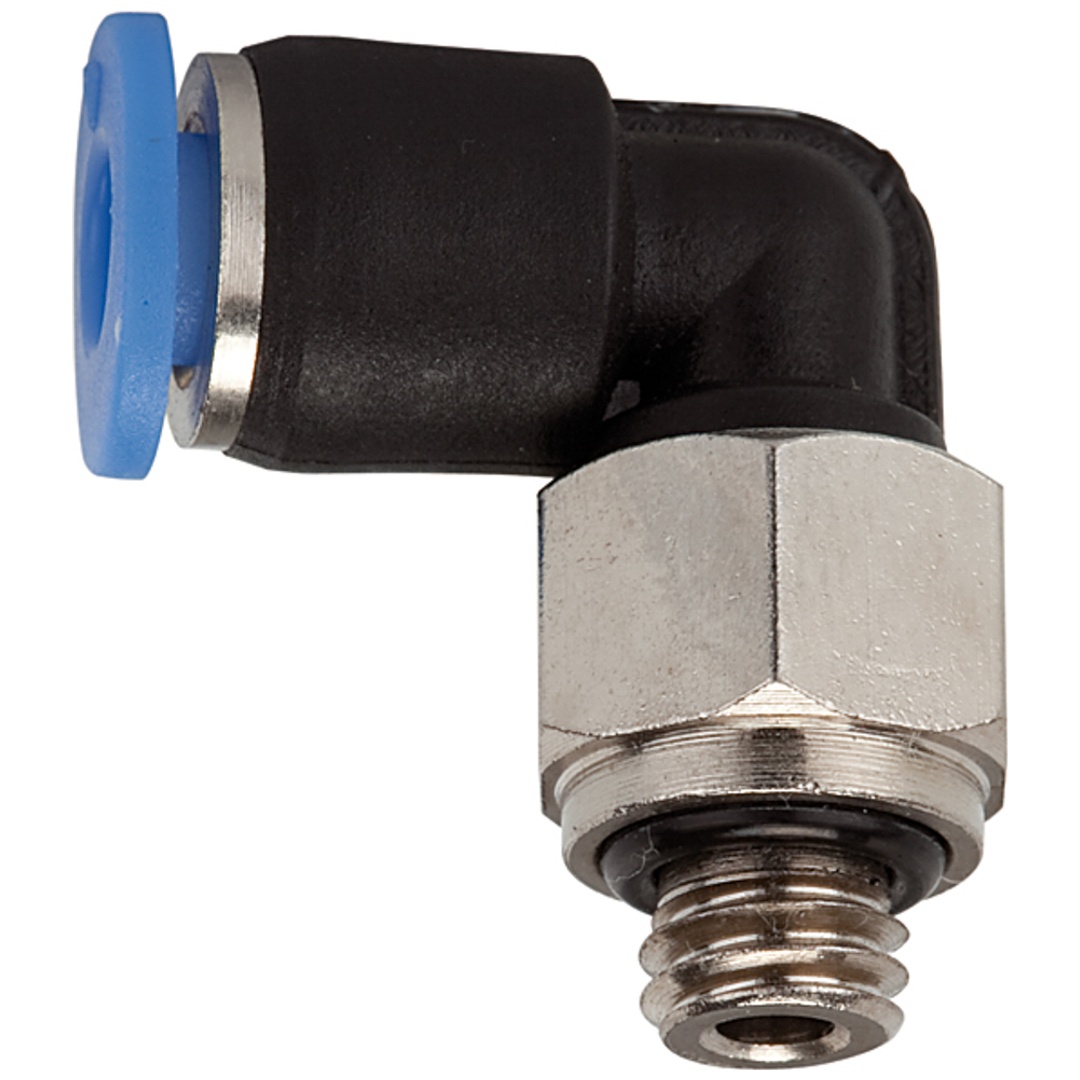Riegler L-Steckverschraubung »Blaue Serie« mini, drehbar, M7, Ø 6 mm