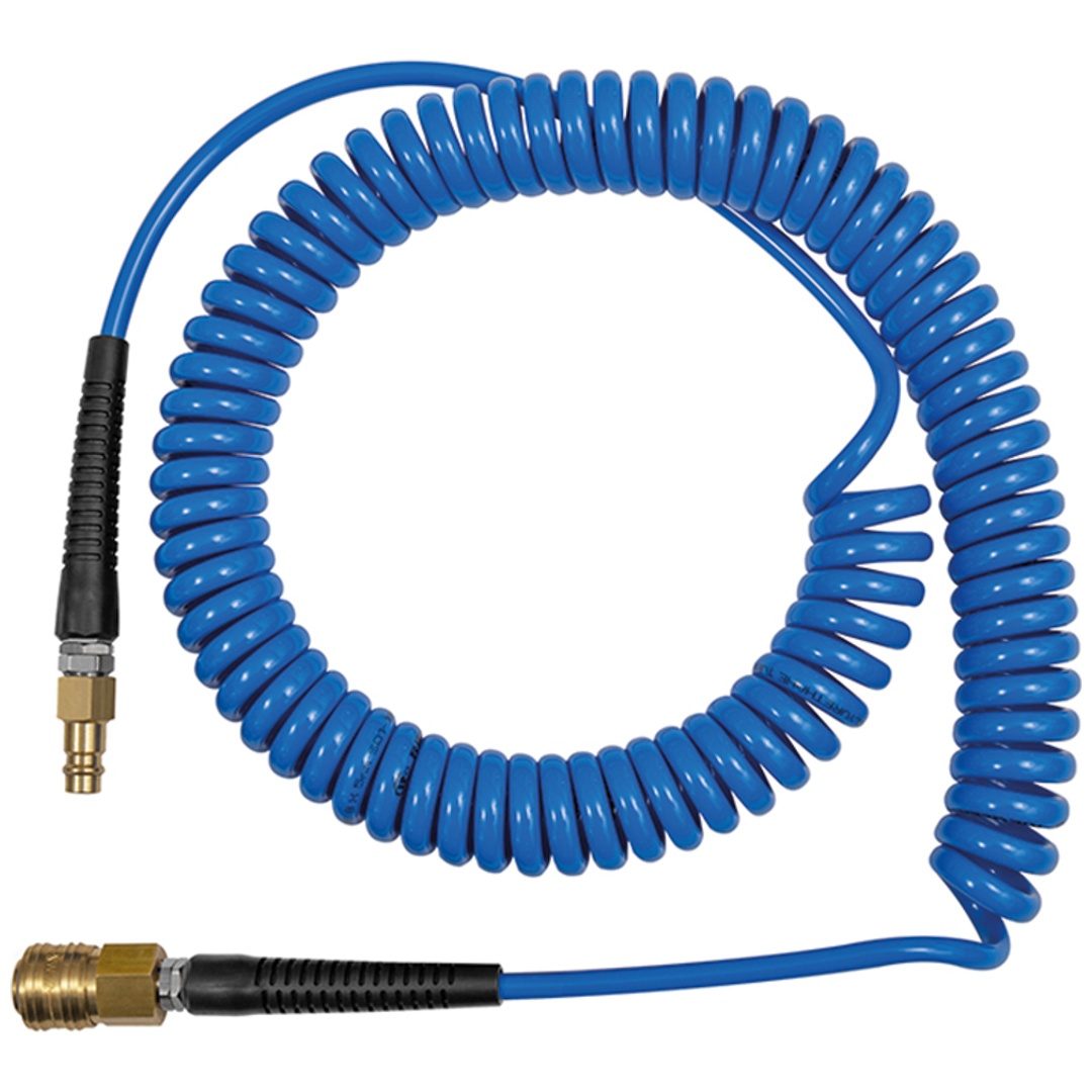 Riegler Spiralschlauch PU blau, Kupplung u Stecker NW7,2 12x8mm, 6m
