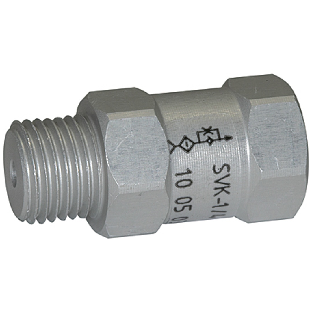 Riegler Strömungsventil, AG o., Alu, Kugelsitzven. pu = -0,3bar l/min 2,3