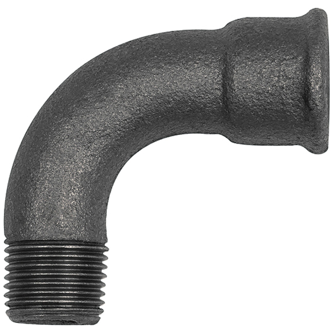 Riegler Bogen 1, 90°, lang, Rp 1 1/2 i., R 1 1/2 a., Temperguss schwarz