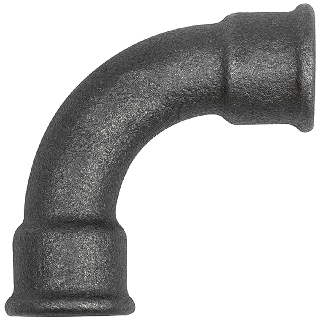 Riegler Bogen 2, 90°, lang, Rp 1/4 i., Rp 1/4 i., Temperguss schwarz