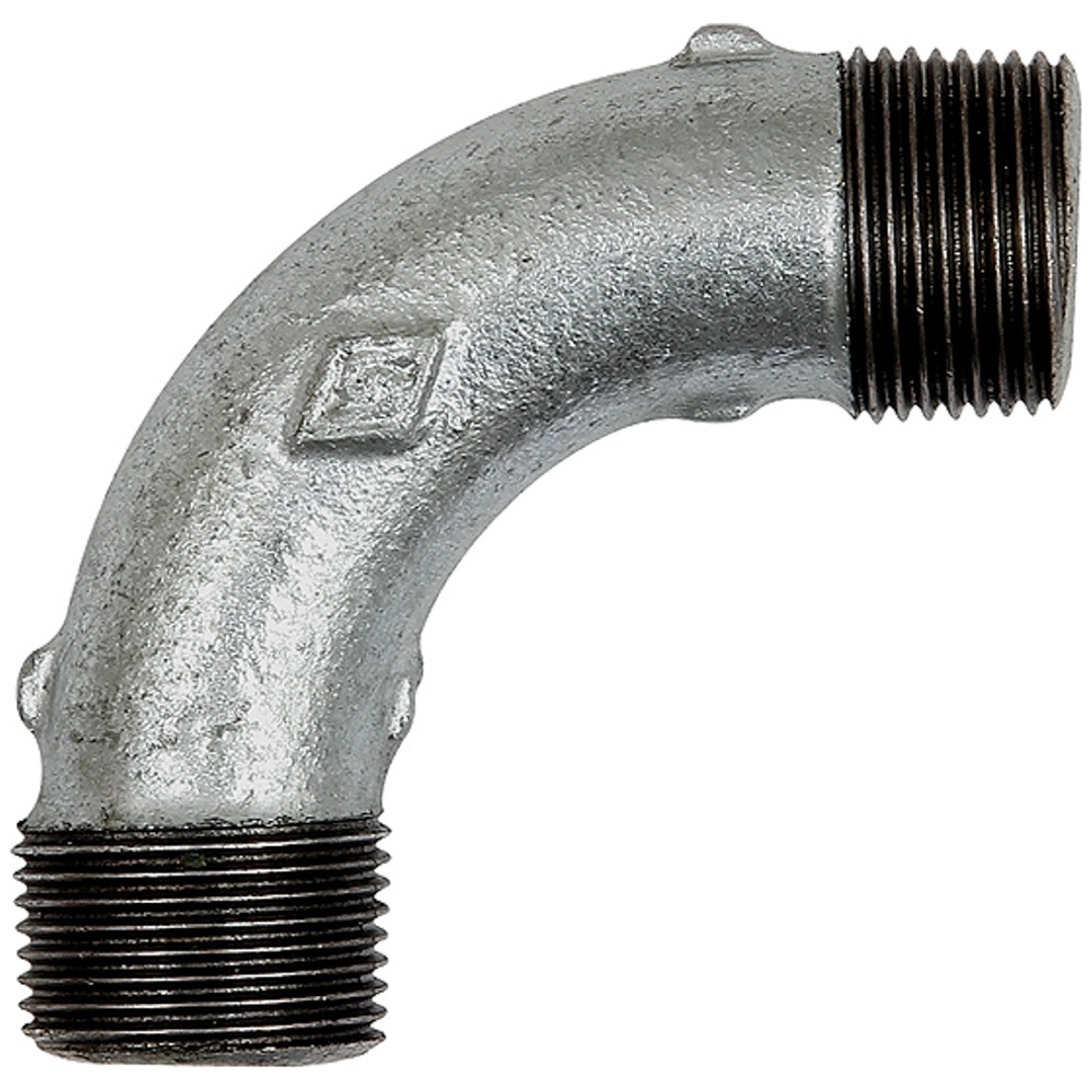 Riegler Bogen 3, lang, 90°, AG/AG, R 1/2, schw. Temperguss feuerverz.