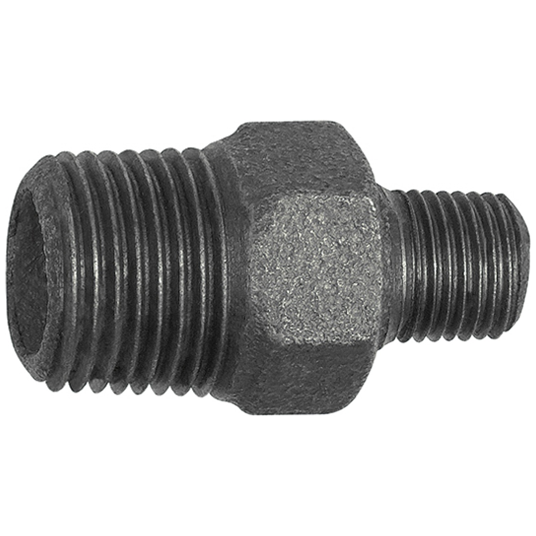 Riegler Doppelgewindenippel 245 red., R 1 1/4 a., R 1 a., Temperguss schwarz