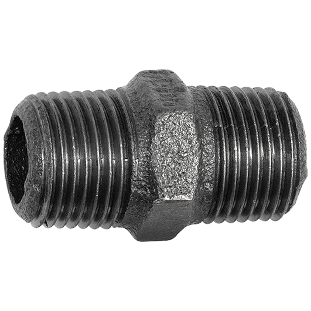 Riegler Doppelgewindenippel 280, R 2 a., R 2 a., Temperguss schwarz