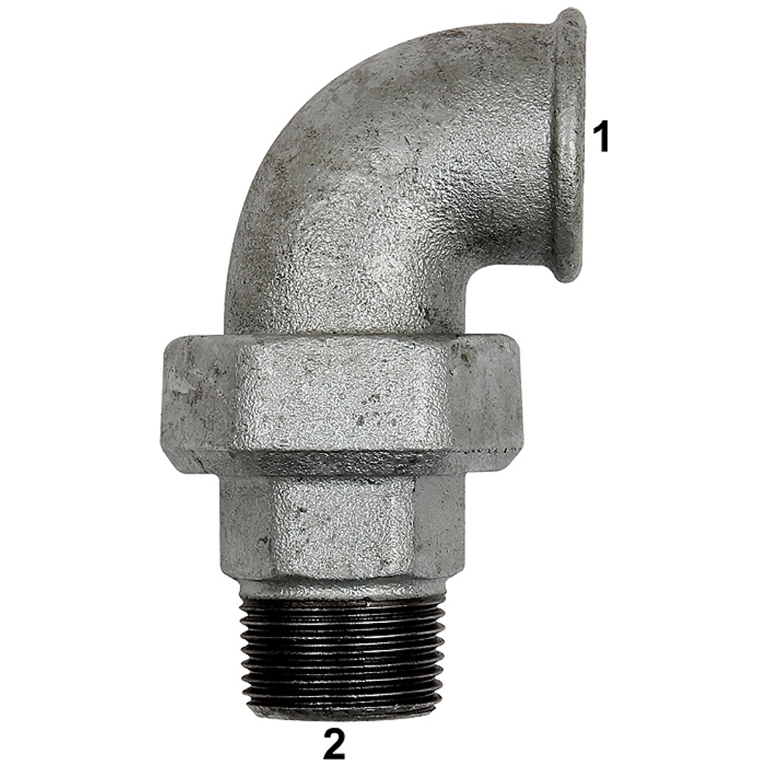 Riegler Verschraubung Bogen 97, IG/AG, Rp 1, R 1, schw. Temperguss
