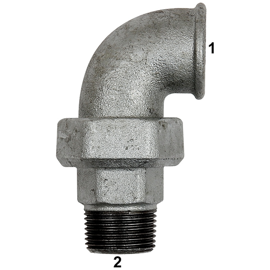 Riegler Verschraubung Bogen 98, IG/AG, Rp 3/4, R 3/4, schw. Temperguss