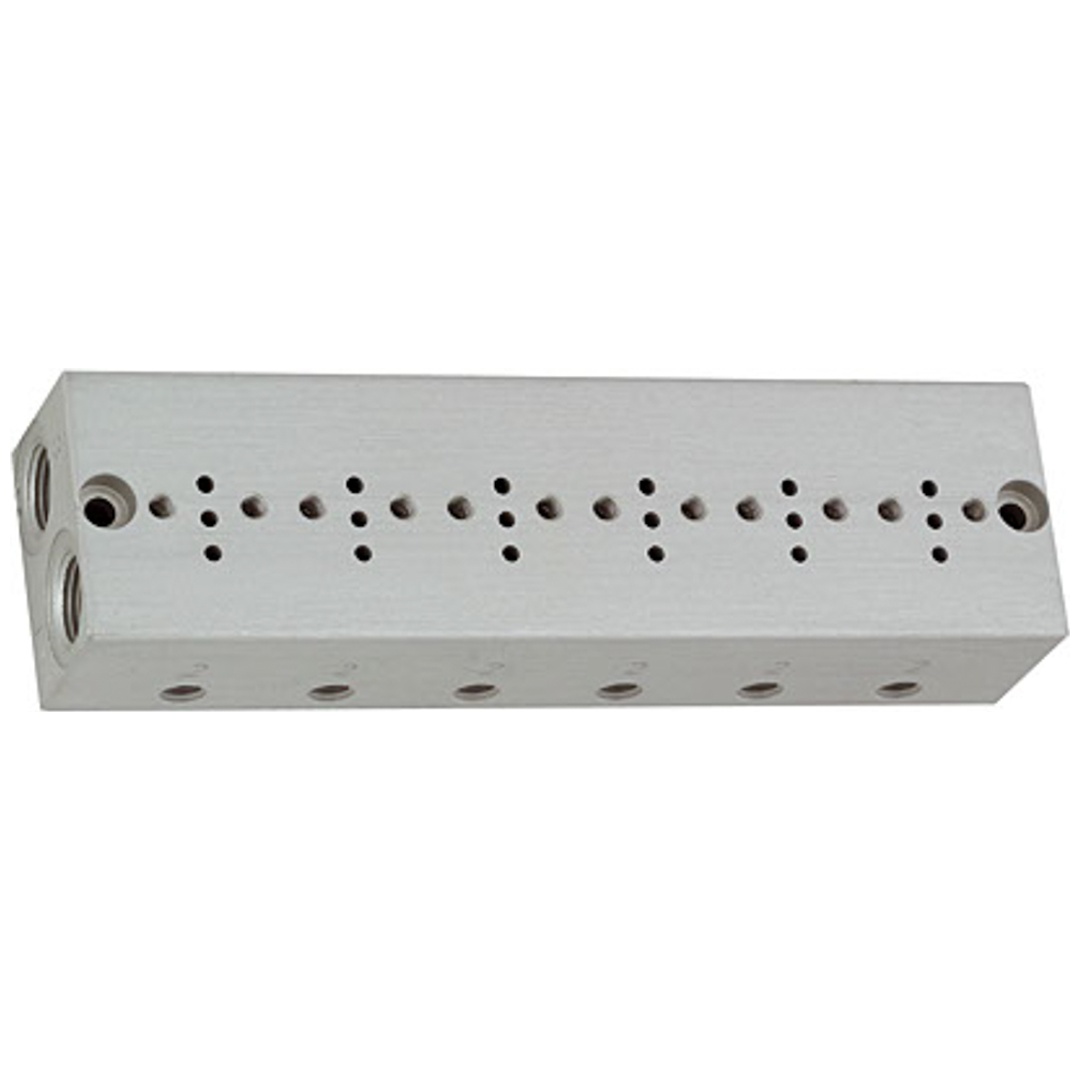 Riegler Reihengrundplatte 6-fach, M5 für Mini-Magnetventile 15 mm