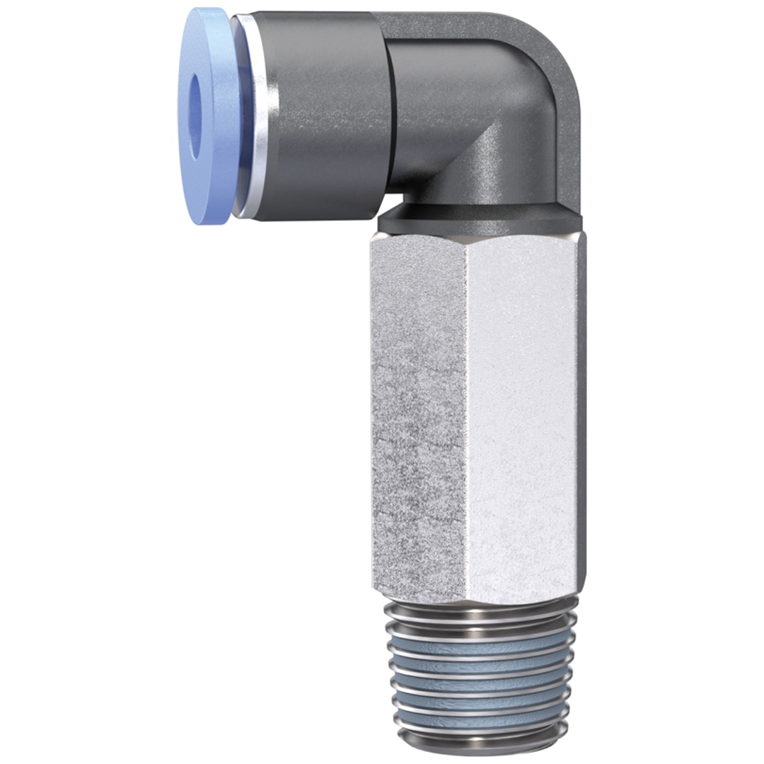 Riegler L-Steckverschraubung »Blaue Serie« mini, lang, drehbar, R 1/8, Ø 6 mm
