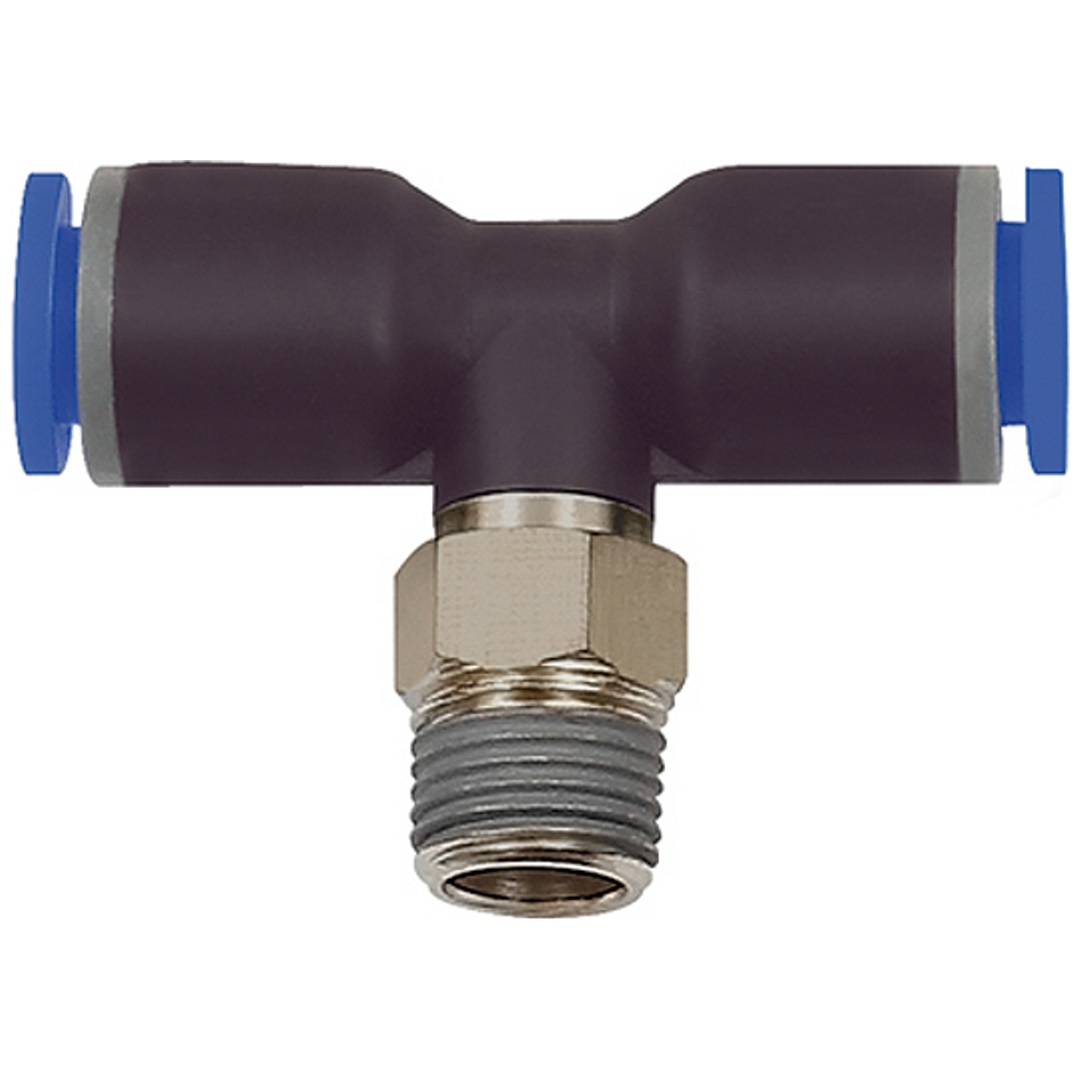 Riegler T-Steckverschraubung Blaue Serie, drehbar, R 1/4 a, Schlauch-Ø 6